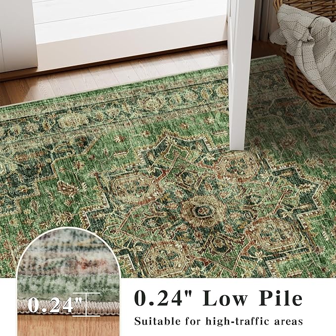 Area Rug 2x3 Entryway Rug Soft Washable Doormat Non Slip Low Pile Lightweight Carpets Indoor Faux Wool Small Rug for Entrance, Kitchen, Bedroom, Living Room