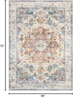 Area Rug 4×6, Vintage Boho Rug,Ultra-Soft Low Pile, Washable, Non Slip,Stain Resistant Printed Carpet for Living Room Bedrooms Playroom Office Kitchen, Blue/Red