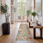 Lahome Floral Kitchen Runner, 2x5 Soft Washable Runner Rug Non Slip, Ultra-Thin Hallway Rug Stain Resistant Boho Carpet for ‎Laundry Bathroom Bedroom(2x5ft,Brown)