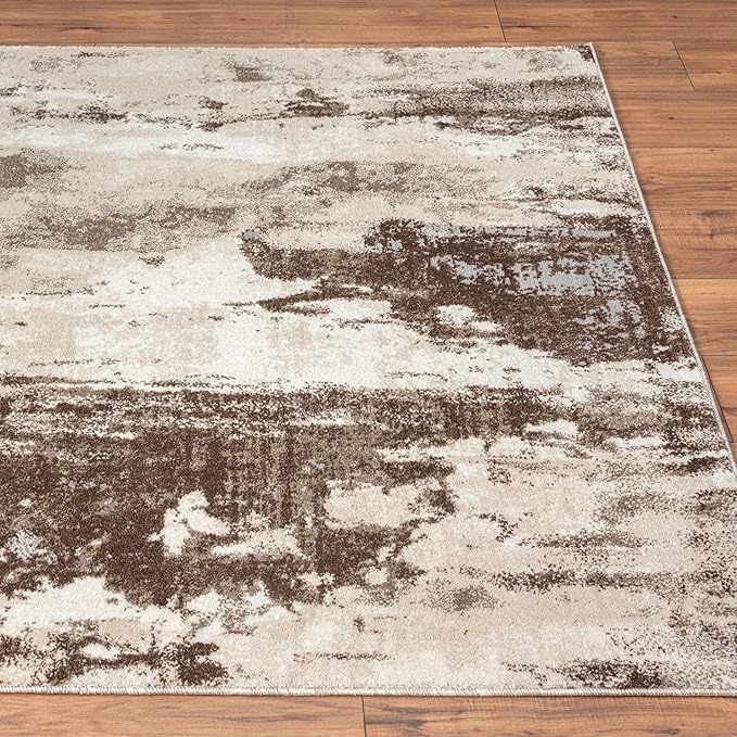 LUXE WEAVERS Euston Collection 7681 Brown 8x10 Modern Abstract Area Rug