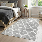 Lahome Moroccan Bedroom Rug - 3’x5’ Area Throw Washable Rugs Small Non-Slip Accent Distressed Floor Carpet for Door Mat Entryway Living Room Kitchen Laundry Dorm Decor (3’ X 5’, Gray)
