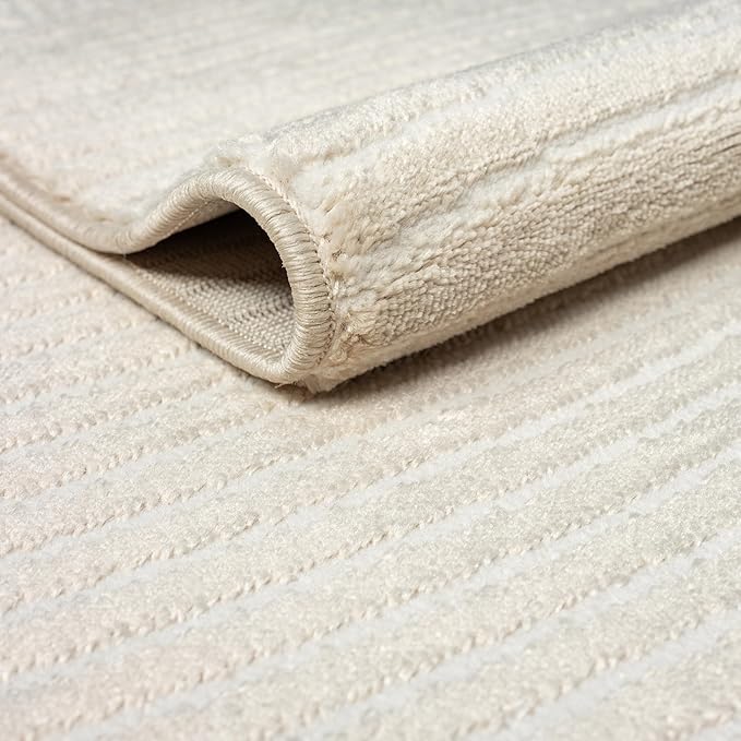 Abani Neutral Beige Area Rug 3' x 6' for Living Room, Bedroom - Zen Reiki Circles Pattern - Durable & Easy to Clean