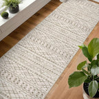 KUTA Boho Runners for Hallways 2.6x16 ft Moroccan Beige Washable Long Hall Carpet Non-Slip Vintage Soft Distressed Geometric Kitchen Runner Rug for Bedroom Laundry Living Room
