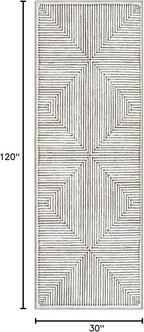 Bloom Rugs Washable Non-Slip 10 ft Runner - Brown Striped Runner for Entryway, Hallway, Bathroom, and Kitchen - Exact Size: 2.5' x 10'