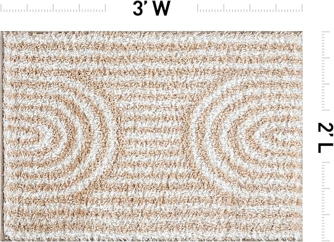 Rugshop Abstract Arch Shag Area Rug Beige 2' x 3' Ideal for Entryways, Kitchens, or Small Spaces