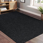 Beverly Rug Easy Jute Rug 5x7 Solid Washable Durable Outdoor Indoor Area Rugs for Living Dining Room Patio Office Stain Resistant Non Shedding Casual Indoor Outside Carpet (5 x 7 Dark Gray)