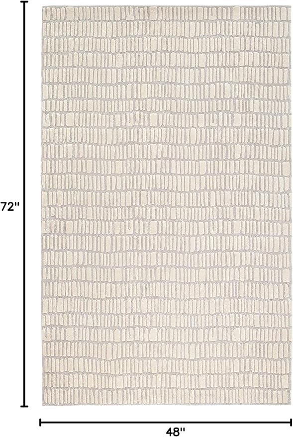 Dash and Albert Roark Wool Area Rug - 4' x 6' Ivory Geometric Hand Tufted Accent Rug - Durable, High Traffic Areas Hallway, Living Room, Stairs - Premium Luxury Hotel Quality Soft Breathable