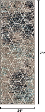 Unique Loom Trellis Frieze Collection Area Rug - Geometric (2' x 6' Runner, Blue Multi/ Ivory)