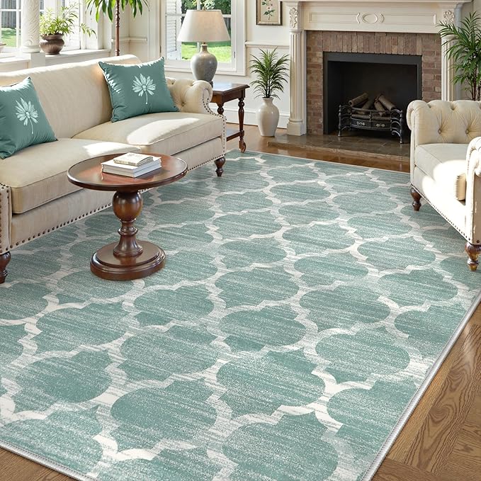 Lahome Moroccan Area Rugs 8x10 Sage Green Rugs for Living Room,Soft Low-Pile Modern Bedroom Rug 8x10 Under Bed Large Carpet for Dining Room Office