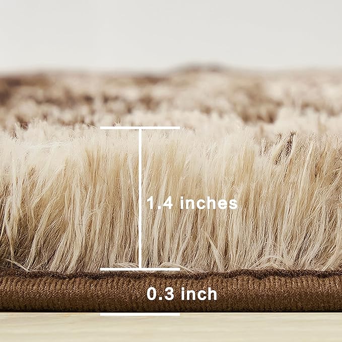 Andency Soft Area Rugs for Living Room Bedroom, 5x8 Fluffy Shaggy Bedside Rug, Non-Slip Large Shag Fuzzy Plush Carpets for Bedroom Kids Dorm Nursery Home Decor Aesthetic, Tie-Dyed Brown