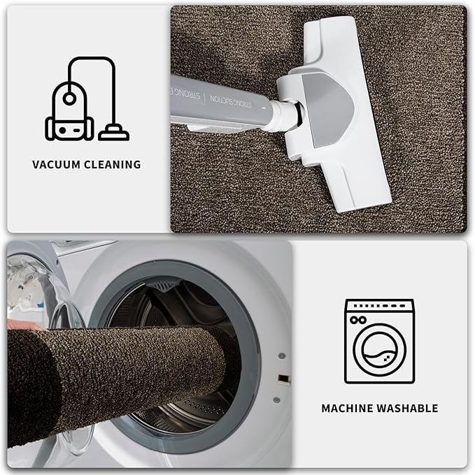 PURRUGS Dirt Trapping Door Mat 24" x 36", Non-Slip/Skid Machine Washable Entryway Rug, Shoes Scraper, Throw Rug, Super Absorbent Area Rug for Muddy Wet Shoes and Paws, Grayish Brown & Coffee