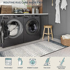 Lahome Moroccan Hallway Runner Rug, Washable Black 2x8 Rug Runner Ultra-Thin Stain Resistant Kitchen Carpet with Rubber Backing Non Slip, Geometric Print Floor Carpet Mat for Entryway Bedroom