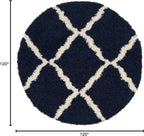 SAFAVIEH Dallas Shag Collection Area Rug - 10' Round, Navy & Ivory, Trellis Design, Non-Shedding & Easy Care, 1.5-inch Thick Ideal for High Traffic Areas in Living Room, Bedroom (SGD257N)