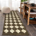 Lahome Washable Kitchen Runner Rug, Rug Runners for Hallways 6 Feet Non Slip Long Bathroom Rugs Runner, Moroccan Trellis Non Skid Low Pile Laundry Room Carpet Runners for Bedroom Entryway, 2x6 Brown