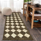 Lahome Washable Kitchen Runner Rug, Rug Runners for Hallways 6 Feet Non Slip Long Bathroom Rugs Runner, Moroccan Trellis Non Skid Low Pile Laundry Room Carpet Runners for Bedroom Entryway, 2x6 Brown