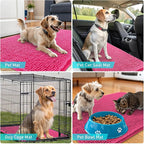 OLANLY Dog Door Mat for Muddy Paws 70x35, Absorbs Moisture and Dirt, Absorbent Non-Slip Washable Doormat, Quick Dry Chenille Mud Mat for Dogs, Entry Indoor Entryway Carpet for Inside Floor, Hot Pink