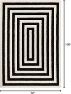Abani Contemporary Black & Ivory 6' x 9' Area Rug, Contrasting Geometric Modern Stripe Symmetrical Living Room Carpet Rugs