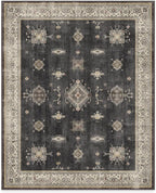 RUGGABLE Washable Vintage Area Rug – Verena Dark Wood 8x10, Stain-Resistant, Non-Slip – Large Machine Washable Rugs for Living Room, Bedroom, Hallway, Entryway & Office–with Cushioned Pad