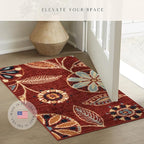 Maples Rugs Reggie Floral Kitchen Rug - Made in USA - Washable, Non Slip Indoor Carpet for Entryway, Foyer, Kitchen, and Bathroom, 1'8 x 2'10, Merlot