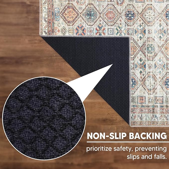 Keen Home Design 2x3 Rug - Machine Washable Entry Rug with Non-Slip Backing, Ideal for Enteryway, Kitchen, Bathroom, Laundry Room - Vintage, Easy Clean, Durable, Low Pile Rug - (2' x 3')