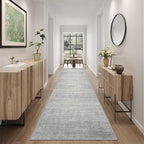 Art&Tuft Non-Slip Runner Rug - 2.5x12 Runner Rug Washable Low-Pile Rugs Runners, Soft Distressed Carpet Runner for Bedroom Bathroom Kitchen Laundry Living Room, Grey