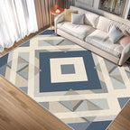 Geometric Rug, Washable 4x5 Rug for Living Room, Modern Abstract Patterned Indoor Carpet, Geometric Decor for Home, Bedroom, Soft Non Slip Thin Design FER95
