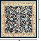 Unique Loom Sialk Hill Collection Area Rug - Washington (8' Square Navy Blue/Cream)