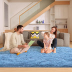 6x9 Blue Rug for Living Room Bedroom, Fluffy Large Area Rug Soft Shag Non-Slip Carpet for Kids Boys and Girls Room Dorm Home Decor (6ft x 9ft)