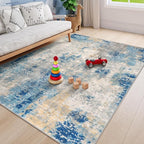 Lahome Modern Abstract 6x9 Area Rugs for Living Room, Washable Accent Bedroom Rug Low Pile Stain Resistant, Blue Soft Indoor Contemporary Carpet for Dining Room Table Apartment