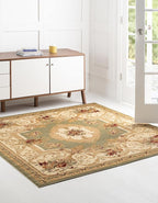 Rugs.com Chateau Collection Rug – 6 Ft Square Green Medium Rug Perfect for Living Rooms, Kitchens, Entryways