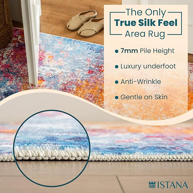 Istana Hallway Runner Rug 2x6 - Galaxy Kitchen Rugs Non Slip Washable -Silk's Soft Touch Carpet Runner - Stylish Rug for Home