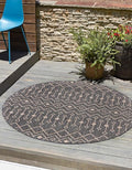 Unique Loom Outdoor Trellis Collection Area Rug - Tribal Trellis (13' Round, Charcoal Gray/ Natural)