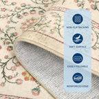 GarveeHome Boho 5x7 Area Rug for Bedroom, Floral Vintage Rugs for Living Room with Soft Low Pile, Non Slip Botanical Washable Rugs 5x7 for Dining Room Camel Carpet for Entryway Dorm Office Playroom