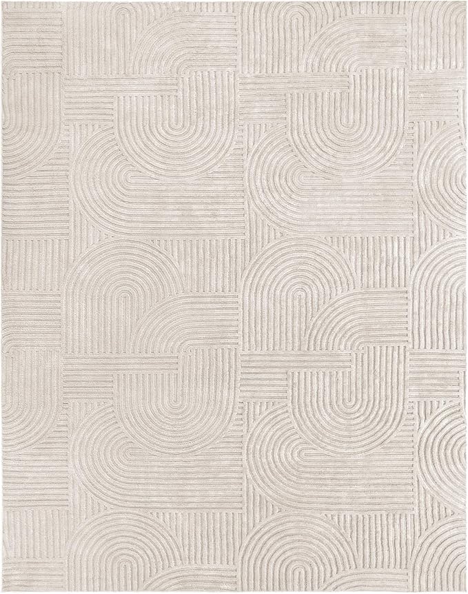 Pauwer 8x10 Washable Area Rugs for Living Room Modern Beige Solid Color Soft Fluffy Rugs for Bedroom Non Slip Boho Accent Indoor Mat Floor Carpet Cover for Kids Room Dining Room Kitchen Office