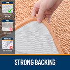 OLANLY Bathroom Rugs 30x20, Extra Soft Absorbent Chenille Bath Rugs, Rubber Backing Quick Dry, Machine Washable Bath Mats for Bathroom Floor, Tub and Shower, Home Decor Accessories, Peach