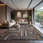 CAMILSON Indoor Outdoor Rug, Brown 8x10 Geometric Arch Striped Area Rugs for Patio and Home Areas, Easy-Cleaning Non-Shedding Living Room, Garden and Deck Washable Outside Carpet (8 x 10)