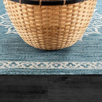 CAMILSON Outdoor Rug 6x9 Medallion Aqua Modern Area Rugs for Indoor and Outdoor Patios Kitchen and Hallway Mats Washable Porch Deck Outside Carpet (Medallion Aqua 6 x 9)