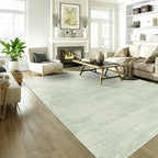 Sage Green 9x12 Area Rug Living Room Minimalist Modern Abstract Style Extra Large Rugs for Office Dining Room Table Light Green Low Pile Floor Covering Carpet with Non Slip Washable
