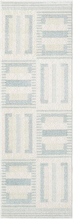 Nourison Home Nordic Ivory Blue 2' x 6' Area Rug - Easy Clean, Non Shedding, Bed Room, Living Room, Dining Room, Kitchen (6' Runner)
