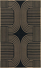 Lahome Modern Geometric Outdoor Easy Jute Rug, 3x5 Indoor Outdoor Rugs for Entryway Black Living Room Carpet, Farmhouse Washable Non Slip Carpet for Patio Courtyard Bedroom