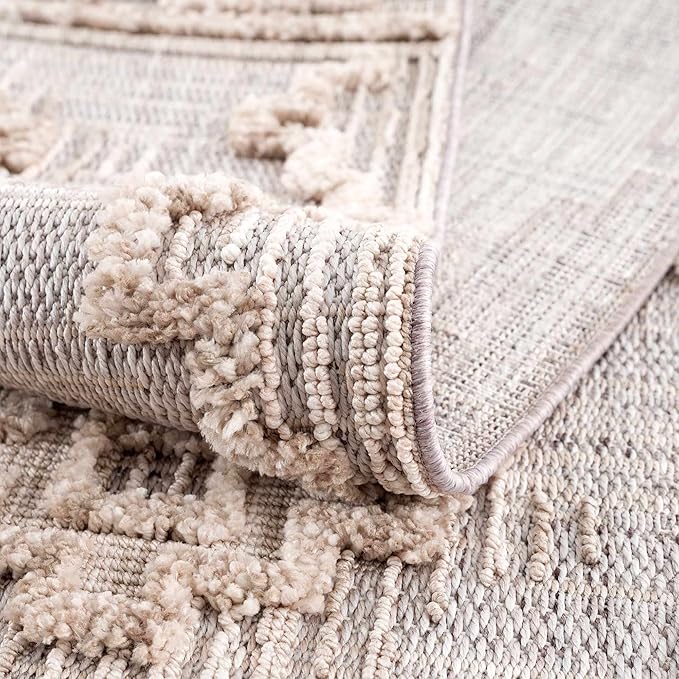 Hauteloom Ampusungan Living Room, Bedroom Area Rug - Farmhouse - Charcoal,Cream,Peach - 8'10" x 12'