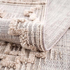 Hauteloom Ampusungan Modern Moroccan Medallion Farmhouse Living Room, Bedroom Area Rug - High Low - High Pile Carpet - Cream, Beige, Brown, Beige - 6'7" x 9'