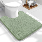 OLANLY Toilet Rugs U-Shaped 24x20, Extra Soft Absorbent Chenille Contour Bathroom Rugs for Toilet, Dry Quickly, Machine Washable, Non-Slip Bath Mat, Sage Green
