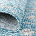 Unique Loom Outdoor Trellis Collection Area Rug - Tribal Trellis (7' 10" Round, Aqua/ Ivory)
