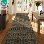 2x8 Machine Washable Runner Rug, Kitchen Hallway Area Rug, Brown Black Vintage Moroccan Rug Ultra Non-Slip Low Pile Soft Faux Wool Carpet, Kids and Pets Friendly for Bedroom Entryway Bedside Decor Rug