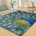 Peacock Rug Large - 6x9 Rug, Turquoise Teal Peafowl Washable Rugs for Living Room, Peafowl Decor Carpet, Modern Style Non-Slip Area Rugs for Bedroom, Aesthetics Carpet - Peafowl Home Decor & Gifts