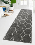 Unique Loom Trellis Frieze Collection Area Rug - Geometric (2' x 10' Runner, Dark Gray/ Ivory)