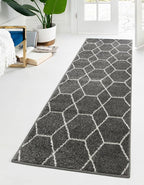 Unique Loom Trellis Frieze Collection Area Rug - Geometric (2' x 10' Runner, Dark Gray/ Ivory)