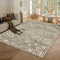 RUGSURE Washable Area Rugs, 6' x 9' - 1/6 Thick - Stain & Water Resistant Non-Slip - Perfect Resistant Rug for Living Room, Bedroom, Nursery, Pet & Child Friendly, Vibrant Colors Rugs, Brown