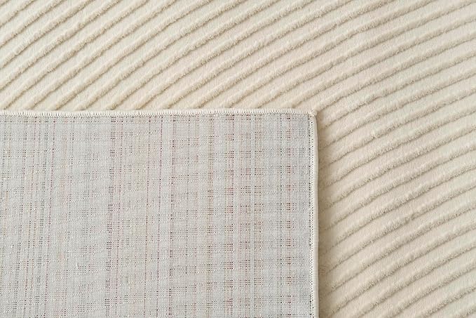 Revival Rugs Record 8'x10’ Washable Area Rug for Living Room Bedroom - 100% Recycled Oeko-TEX Certified, Medium Pile, Beige, Cream